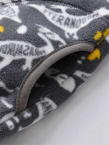 YUHANWOO Young Boy Thermal Lined Zip-Up Jacket, New Arrival, Stand Collar, Warm Thermal Lining, Cartoon Dinosaur Pattern, Grey Color, Suitable For Casual Indoor/Outdoor Wear, Autumn/Winter