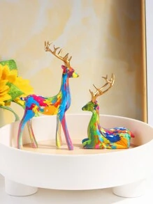 金色鹿树脂摆件 2 件 房间装饰 圣诞装饰品 卧室装饰 最佳礼物 - 黑與白 - 查看 13