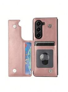 Luxury Leather Case Compatible With Samsung Galaxy Z Fold 5 6 Fold3 4 With Pen Slot Card Holder And Stand - Anti-Drop Shockproof Covers Pens Not Included - Rose Gold - View 6