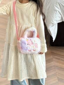 Cute Plush Handbag, Girls Casual Versatile Shoulder Crossbody Bag - A - View 5