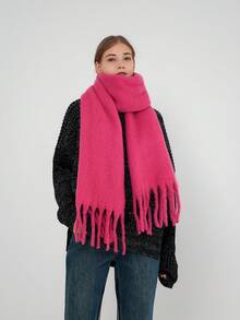1pc Women's Solid Color Casual Polyester(Terylene) Scarf, Suitable For Outdoor, Daily Commute, Autumn & Winter - Beige - View 21