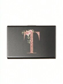 1pc - 6 Slots Ultra-Thin Card Holder, Rose Gold, Alphabet A-Z Pattern Wallet, ID & Credit Card Case, Minimalist Ultra-Slim Aluminum Alloy Metal Wallet, RFID Blocking Card Holder, Unisex - Black - View 18