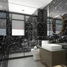 12X PVC Marble Tiles Wall Sticker Self-Adhesive Stick On Kitchen Bathroom Decor - Black - View 6