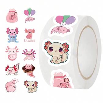 500pcs Hot Selling Axolotl Stickers For Graffiti Decoration, Applicable To Skateboard, Computer, Water Cup, Helmet, Desk, Phone Case, Gift Box, Envelope And Other DIY Creative Stickers,School Supplies,Back To School