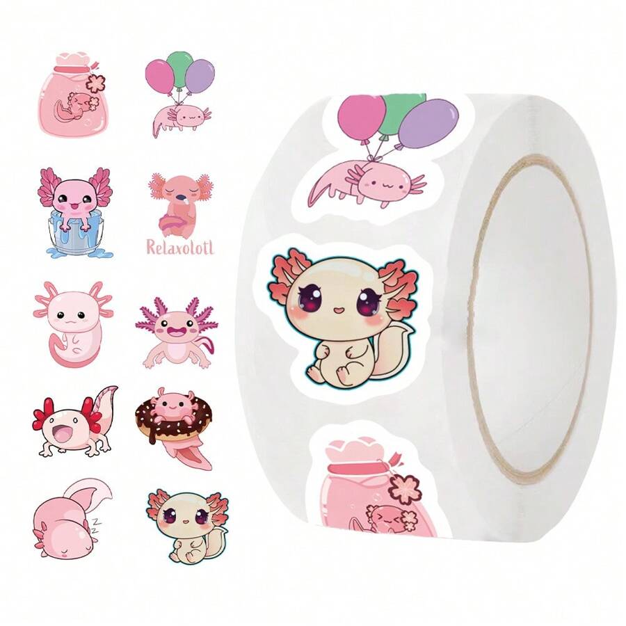 500 张热销墨西哥钝口螈贴纸，用于涂鸦装饰，适用于滑板、电脑、水杯、头盔、书桌、手机壳、礼品盒、信封和其他 DIY 创意贴纸、学校用品、返校 - 彩色 - 查看 1