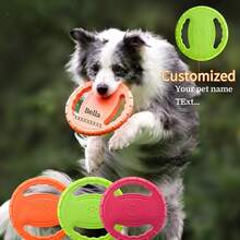 Personalized Pet Name Durable Dog Training Flying Disc: Ultimate Choice For Outdoor And Indoor Toys, Suitable For Throwing, Catching, Swimming And Training - Perfect For Chewing Dogs - Multicolor - View 2