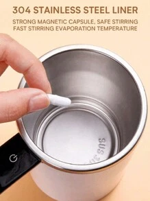 带温度显示的自搅拌咖啡杯，自动磁力搅拌器，旅行咖啡杯适用于牛奶、巧克力、摩卡，颜色：乳白色 - 彩色 - 查看 5