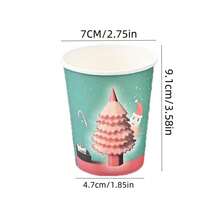 50pcs/Pack Disposable Thicker Paper Cups For Water, Tea, Coffee, Christmas Decorations, Daily Use, Merry Christmas, - Multicolor - View 9