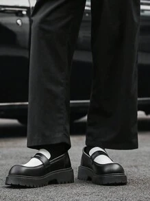 Chaussures habillées pour hommes à bout rond avec semelle épaisse, à lacets, avec surélévation, de style formel, de style britannique, basse, noires ou blanches de mode, décontractées