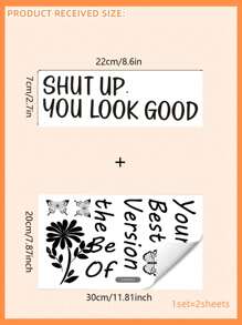 1pc 8.6*2.7inch PVC Mirror Sticker, You Look Good Print Wall Sticker For Bathroom, Living Room Decor Gifts Birthday Graduation - Black - View 15