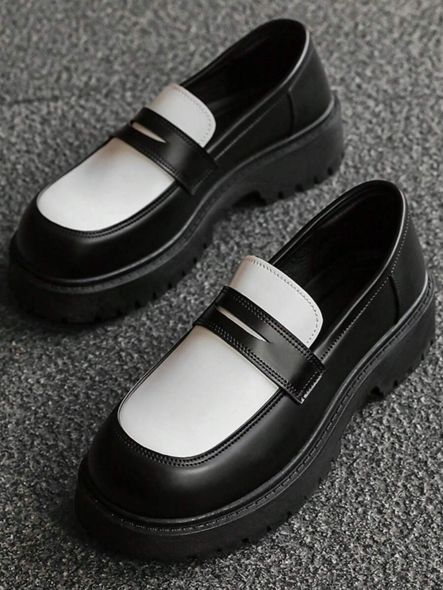 Chaussures habillées pour hommes à bout rond avec semelle épaisse, à lacets, avec surélévation, de style formel, de style britannique, basse, noires ou blanches de mode, décontractées