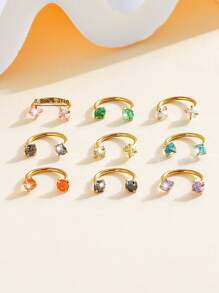 1 pieza Accesorio de acero inoxidable con piedras de circonita cúbica desmontable, de forma exagerada y elegante, de varios colores, para perforación corporal de moda minimalista para mujeres, anillo de nariz en forma de C, 1.0mm, adecuado para regalos de cumpleaños, festivos, fiestas y uso diario