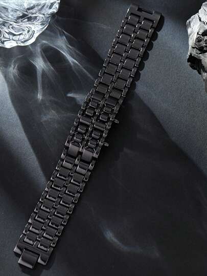 1pc Stylish New Business LED Digital Horloge Stainless Steel ation view 5