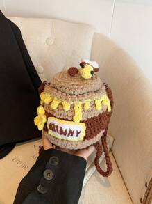 Bolso cruzado pequeño hecho a mano de punto para mujer, monedero de olla de miel de nueva temporada otoño e invierno, bolso de ganchillo novedoso, proyecto de ganchillo terminado de moda