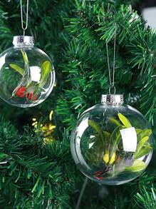 6 pièces - 6/8 cm Boule de Noël avec couvercle argenté, boule de Noël transparente. Décorations de Noël DIY, boules en plastique transparent à remplir. Décorations suspendues avec couvercle amovible, convient pour Noël, anniversaire, mariage, décoration d'arbre de Noël - Argent - Voir 6