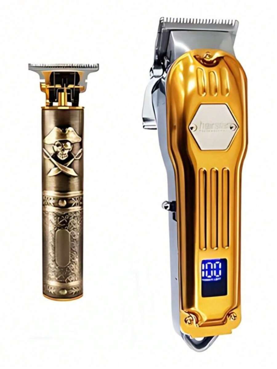 Hairstar Km-211 And Km-203 Barber Cutting And Finishing Machine Kit - Vàng - Xem 1