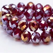 4mm, 6mm, 8mm Cuentas de cristal facetadas planas de color verde oscuro AB, cuentas de vidrio en forma de rueda para joyería, pulsera, collar y manualidades