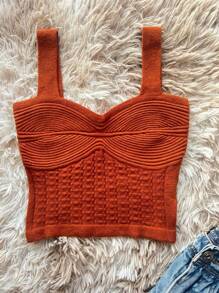Cropped Modal Tank Top - 棕色 - 查看 1