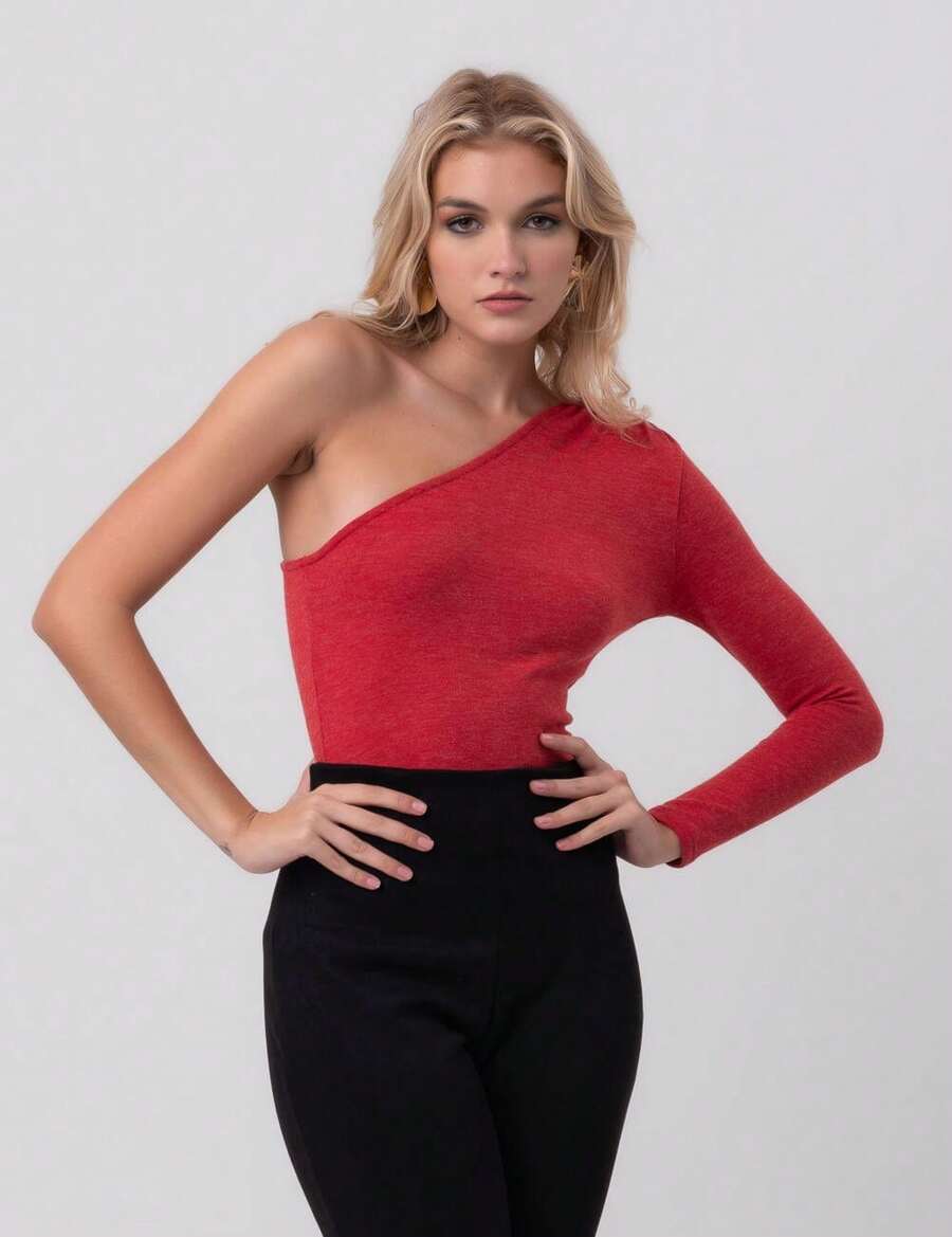 Asymmetrical Long Sleeve Blouse In Red Labrava - màu xanh lá - Xem 1