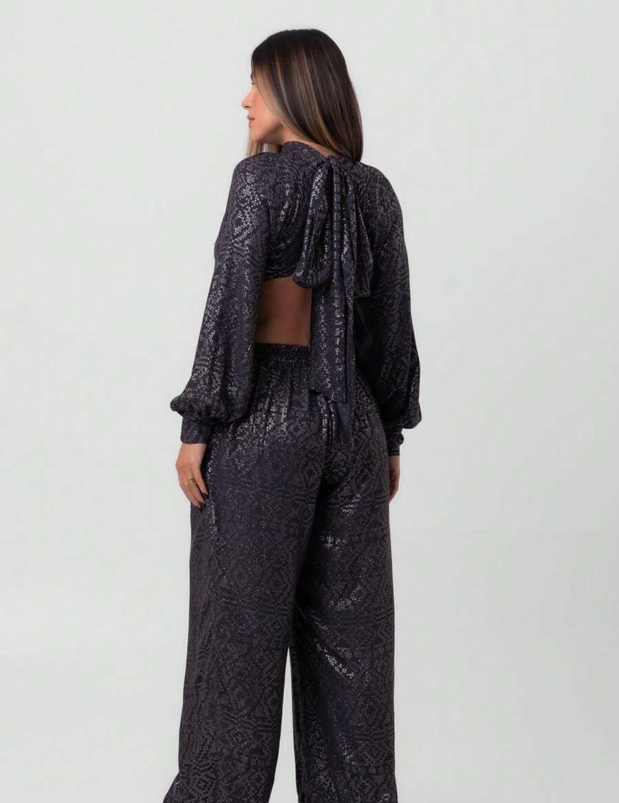 Silver Labrava Voile Jumpsuit With Lurex Bow - 銀色 - 查看 1