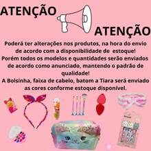 Children's Makeup Kit: Toiletry Bag + Lip Gloss + Eyeshadow Brush + Glitter + Lipstick - 彩色 - 查看 7