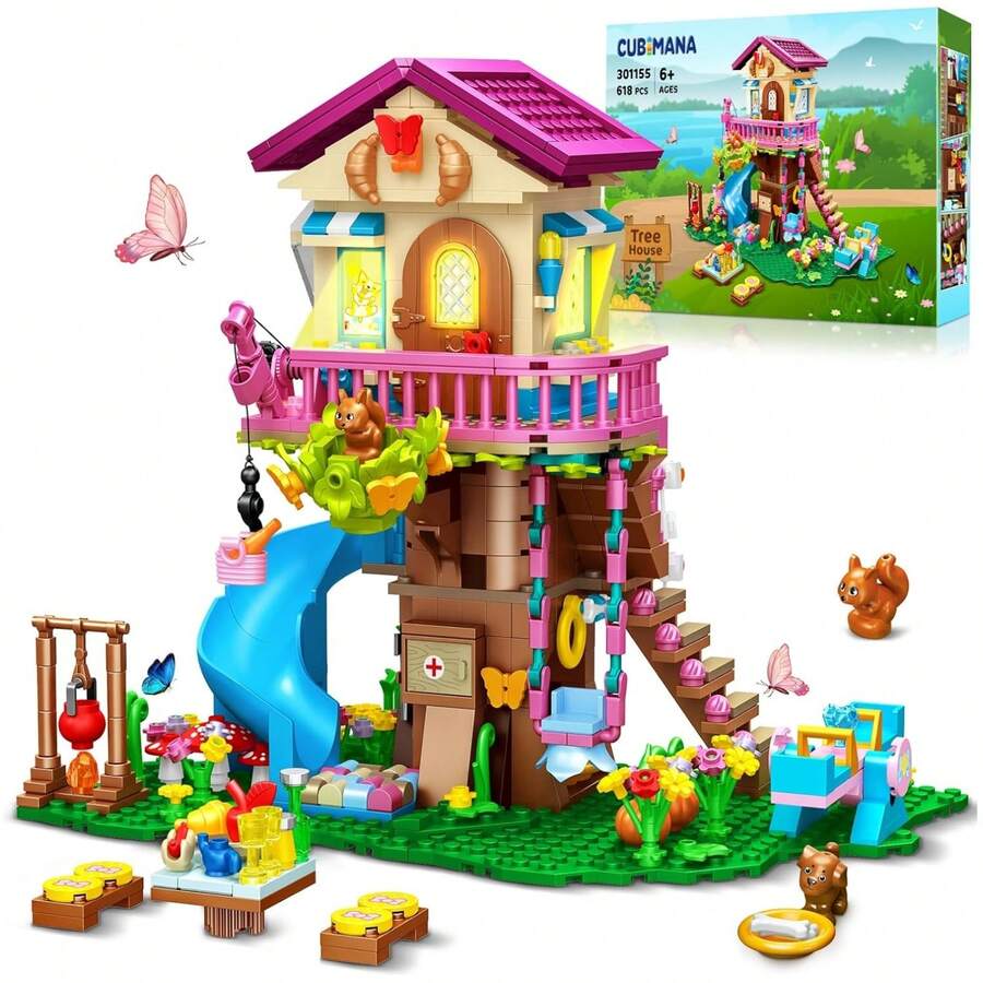 Tree House Building Blocks Toy With LED Light 622 Pieces Tree House