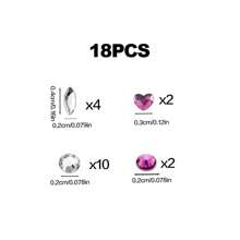 Bộ trang sức răng DIY 18 món màu hồng cánh sen, trang trí răng sang trọng hình trái tim sáng bóng giống đá giả kim cương, phụ kiện răng phong cách tối giản cho hàng ngày, tiệc tùng, quà tặng (không bao gồm keo dán) - Viên kim cương tròn trong suốt 18PC - Xem 5