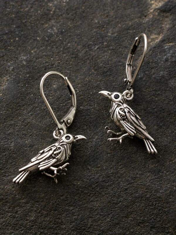 Retro Boho Silvery Bird Earrings For Women Men Punk Gothic Halloween Earrings Mystical Jewelry Gifts