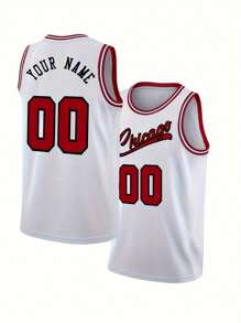 Camiseta de baloncesto personalizada con bordado del nombre y número del estilo novio, de cuello redondo, sin mangas, para hombre, en color blanco de Chicago, diseño personalizado, para fiesta, entrenamiento, competición deportiva, tallas S-XXL, estilo elegante, moda, hipster, casual, minimalista, ideal como regalo para novio, familia, amigos en cumpleaños, vacaciones/festivos, escuela/competición, deportes/escalada