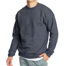 Men's Crew Neck Fleece-Lined Pullover Sweater - Charcoal - View 1