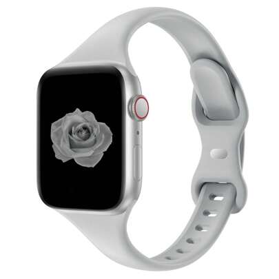 38mm, 40mm, 41mm, 42mm, 44mm, 45mm, 46mm, 49mm dünnes und schmales Ersatzarmband kompatibel mit Apple Watch, geeignet für Apple Watch Series Ultra, 10/9/8/7/6/5/4/3/2/1 SE, Damen Soft Silikonsportband