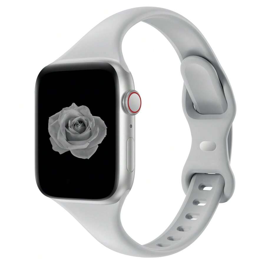 38mm, 40mm, 41mm, 42mm, 44mm, 45mm, 46mm, 49mm Thin & Narrow Replacement Strap Compatible With Apple Watch Band, Compatible With Apple Watch Series Ultra, 10/9/8/7/6/5/4/3/2/1 SE, Women Soft Silicone Sport Band