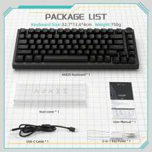ATTACK SHARK*Ajazz AK820 Mechanical Gaming Keyboard With Knob 75% Keyboard Hot Swappable Type-C Wired Gasket 5-Layer Noise Absorbing Foam Ice Blue Backlit NKRO Linear Blue Switch For PC/Win - Black - View 8