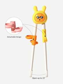 1 đôi đũa tập ăn cho trẻ em, thiết kế hoạt hình dễ thương, đũa tập ăn có vòng cố định, đũa trẻ mới biết đi có thể tái sử dụng để sử dụng hàng ngày - Nhiều màu - Xem 6