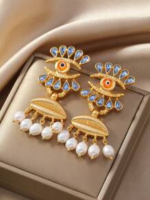 一对时尚夸张金属蜗牛眼耳环