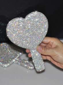 1 Peça Espelho de Maquiagem em Forma de Coração Cravejado de Diamantes, Espelho de Vaidade de Cristal Cintilante de Luxo, Adequado para Viagem, Casa ou Presente, Maquiagem, Barato, Decoração de Quarto, Vaidade, Viagem, Quarto, Acessórios de Maquiagem, Espelho, Espelho de Vaidade, Mini Espelho, Espelho Compacto, Espelho Pequeno, Espelho de Mão, Barato, Enfeites de Meia, Maquiagem, Ferramentas de Maquiagem, Coisas Baratas, Presentes, Presentes para Mulheres, Presentes de Natal
