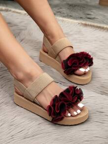 Damen neue Mode anti-rutsch leise Lässig süße vielseitige bequeme flache Sandalen, Reise schick leichtgewichtig ermüdungsresistent weiche Sohle Hausschuhe, elegante minimalistische Party Schuhe - Bordeaux - Übersicht 4