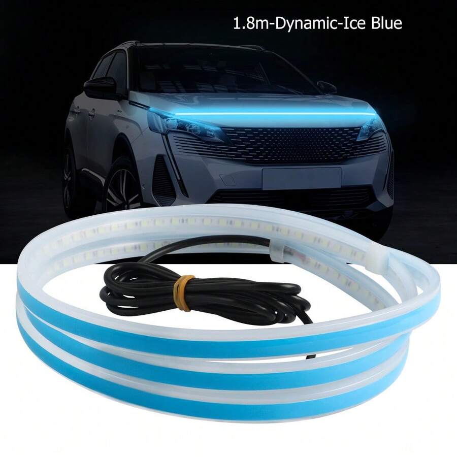 1.8m Car Headlights PVC Car Hood Lights Strip Flexible Daytime Running