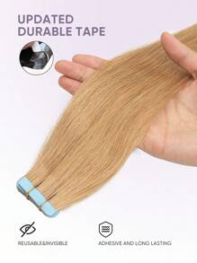20片装胶带式接发片，真人发丝，14-22英寸，隐形双面胶带式接发片，直发，适合派对、万圣节装扮 - S27 - 查看 6