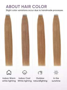 20片装胶带式接发片，真人发丝，14-22英寸，隐形双面胶带式接发片，直发，适合派对、万圣节装扮 - S27 - 查看 8