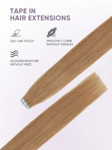 20片装胶带式接发片，真人发丝，14-22英寸，隐形双面胶带式接发片，直发，适合派对、万圣节装扮 - S27 - 查看 4