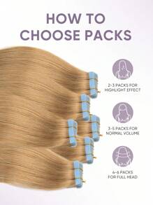 20片装胶带式接发片，真人发丝，14-22英寸，隐形双面胶带式接发片，直发，适合派对、万圣节装扮 - S27 - 查看 7