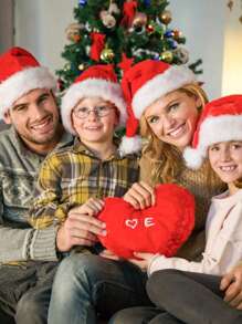 1pc Thick & Dense Plush Edge Children Christmas Hat, Christmas Party Decor - 1PC - View 6