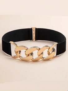 1pc Women's Minimalist Metal Chain Elastic Waist Belt, Suitable For Dresses, Coats, And Pants, Versatile Daily Accessory Summer, School Fall, Autumn, Halloween