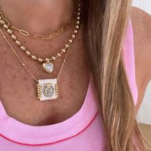 Tropiscape 1pc Handmade Gold Plated Jesus Adjustable San Benito Necklace Religion Charm Gold Beads Women Men Chain Jewelry Vacay Vibes Vacation Relax Beach