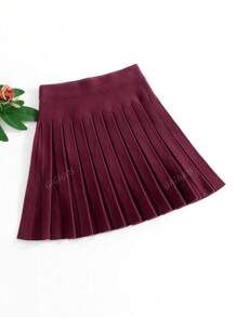 GIGOGOU Falda plisada de punto de unicolor informal, para otoño/invierno