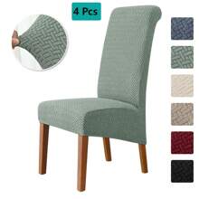 Pokrowce na krzesła do jadalni Zestaw 4 pokrowców na krzesła Pokrowce na krzesła do jadalni Elastyczne pokrowce na krzesła kuchenne Parsons, beżowe, XL Pokrowce na krzesła do jadalni Elastyczne pokrowce na krzesła z wysokim oparciem z żakardu do salonu Kuchnia Możliwość prania w pralce