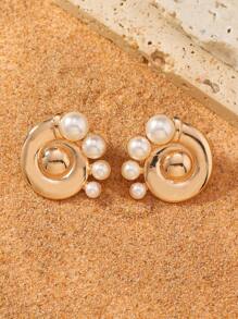 一对时尚夸张金属蜗牛眼耳环