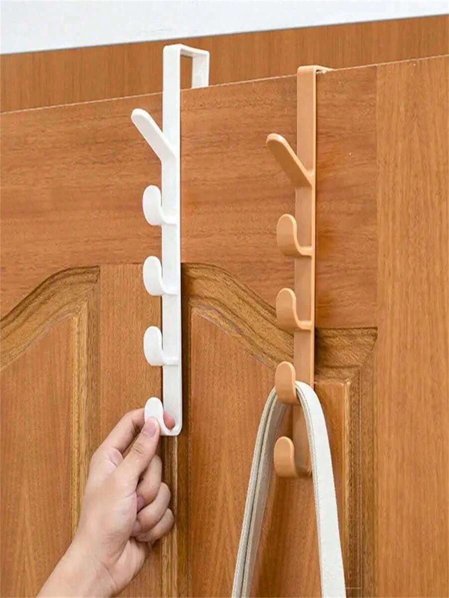 1pc Bedroom Hanging Rack, Clothes Hook, Plastic Door-Mounted Home Storage And Organization Holder, Bag Organizer Dress Pants Shoes Jeans Boots Skirt - Multicolor - View 1