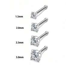 ADYJELY 1/4pcs G23 Titanium Hypoallergenic Nose Ring ﻿18K Gold Plated I-Shaped Nose Nail Piercing Jewelry 1.5mm/2mm/3mm Cubic Zirconia Nose Rings Cartilage Stud Conch Tragus Earrings Studs Decoration Suitable For Women Vacation Style Body Piercing Jewelry - Y004 - View 5